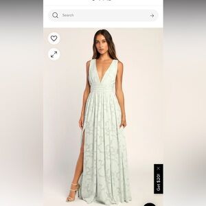NWT Lulu’s Sage Green Chiffon Maxi Dress - Small